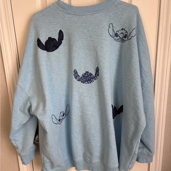 Disney Lilo & Stitch Blue Graphic Sweatshirt 3X Plus Size Pullover Cute Casual - Picture 3 of 5